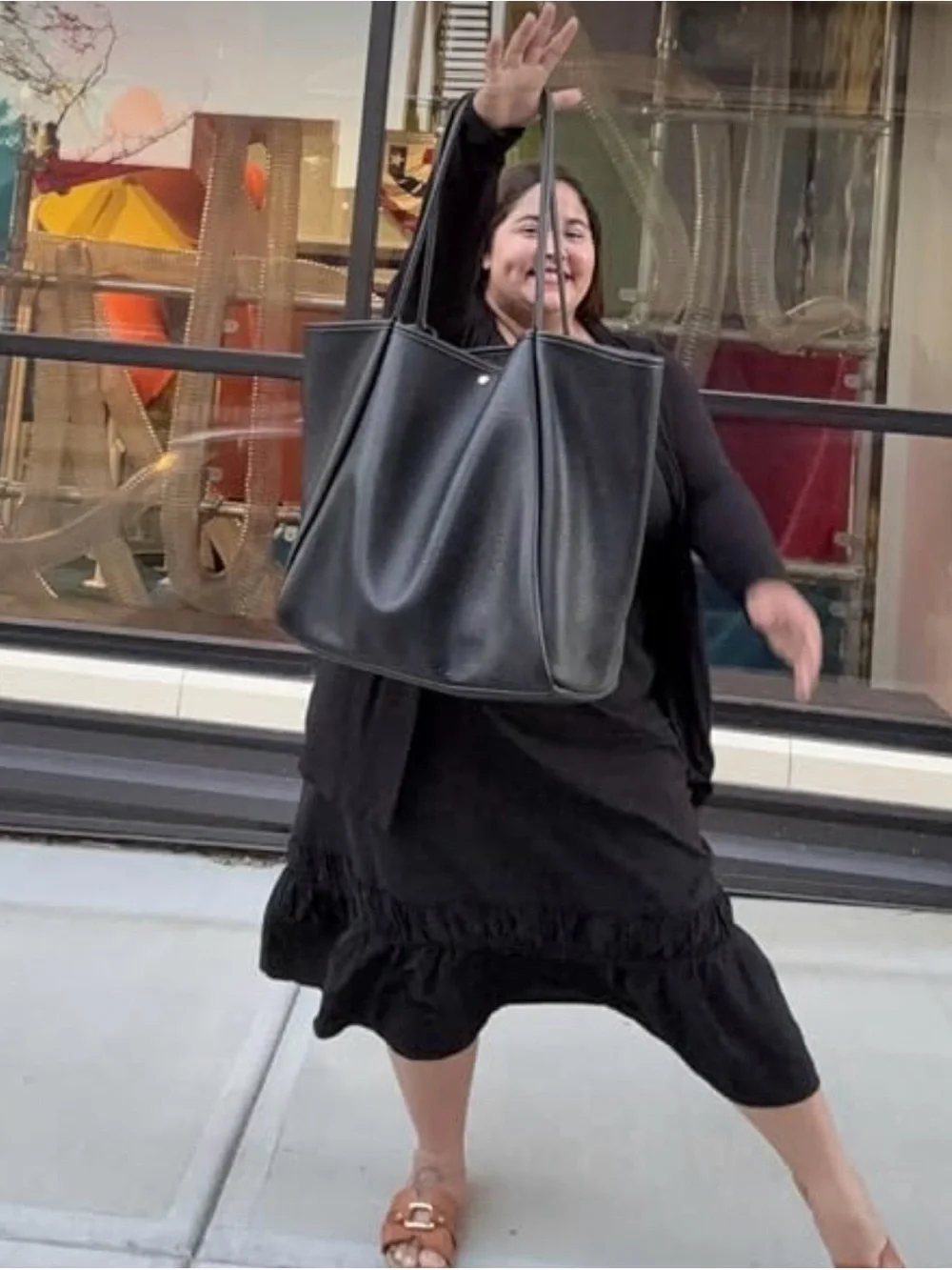 Black Women's Leather Tote Bag